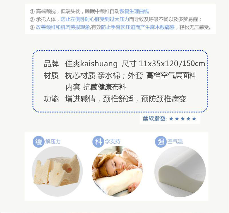 親水記憶棉雙人枕頭護(hù)頸椎保健長(zhǎng)枕